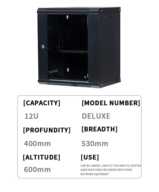 12U کابینت شبکه نصب دیوار، 4- پست ساختار رف شبکه پشتیبانی شده از فن با سیستم تهویه پایدار