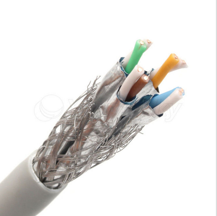 کابل Al Foil 0.58mm Conductor HDPE PVC عایق SFTP Cat6a ، کابل Ethernet Cat6a