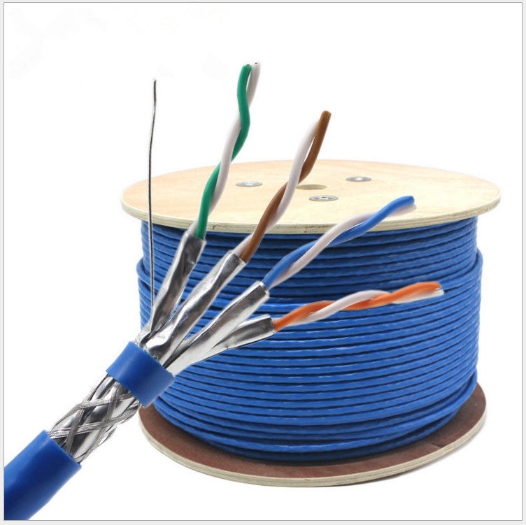 کابل شبکه مس CAT7 LAN ، کابل شبکه Cat 7 305m Shielded 23awg 0.58mm Bare Copper